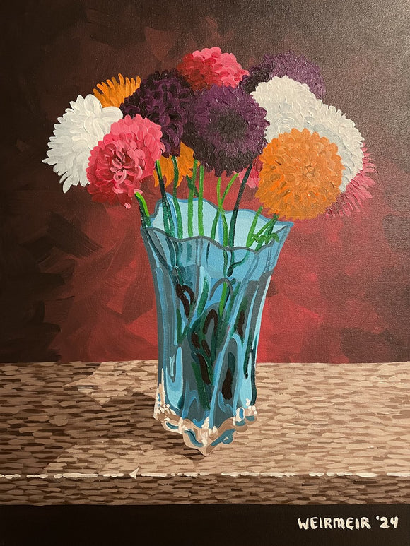 Dahlias In a Lead Crystal Vase