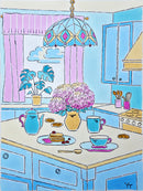 Tiffany lamp and pink bouquet-1