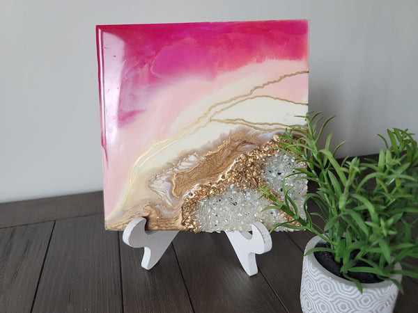 Pink and Gold geode Mini 8"X8"