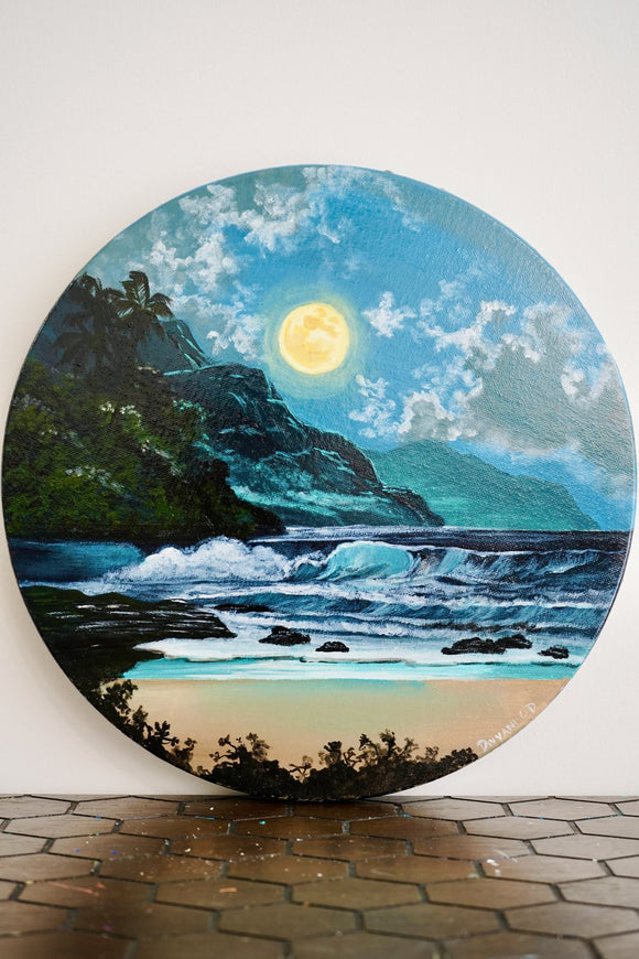 Moonlit waves serenade the night