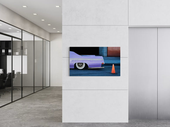 Lavender Classic Car on Urban Street