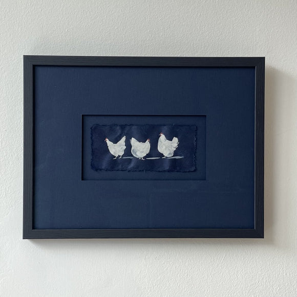 Three White Hens
