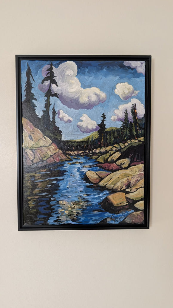 A River, Rocks and Clouds, Canadiana Series painting #2