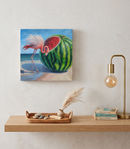 Imagine — (Flamingo Watermelon Oil Painting on Canvas)-2