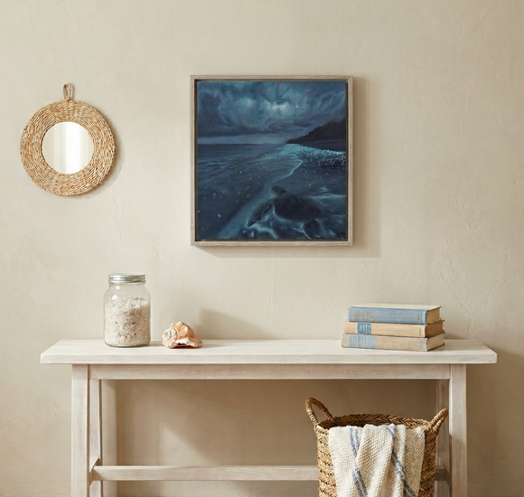 Glimmer — Dark Blue Ocean Painting on Canvas