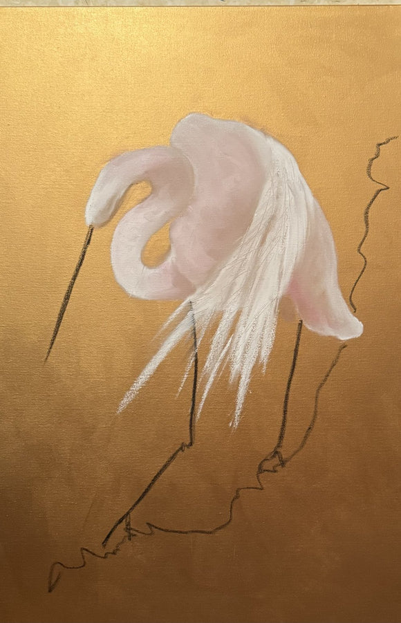 Egret on Gold