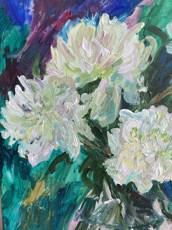 Still Life with White Peonies and Lemons