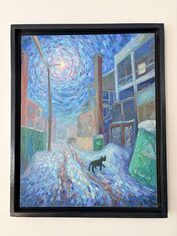 Cat in Alley at Night