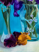 Orange & Amethyst Irises in the glass vases-2