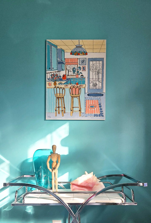 Kitchen with orange teapot