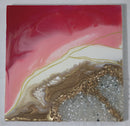 Pink and Gold geode Mini 8"X8"-4