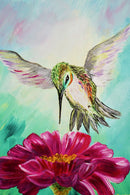 Hummingbird and pink bloom-3