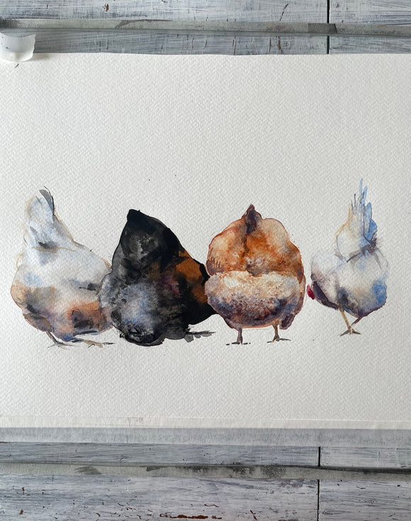 Hens. Fluffy Boots.
