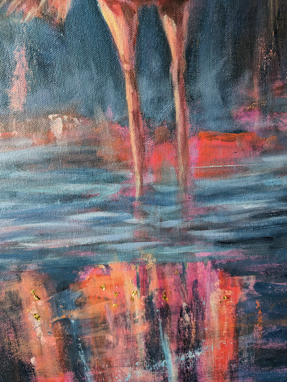 Be You — Large Flamingo Mixed Media Canvas Painting