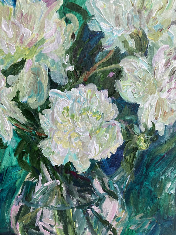 Still Life with White Peonies and Lemons