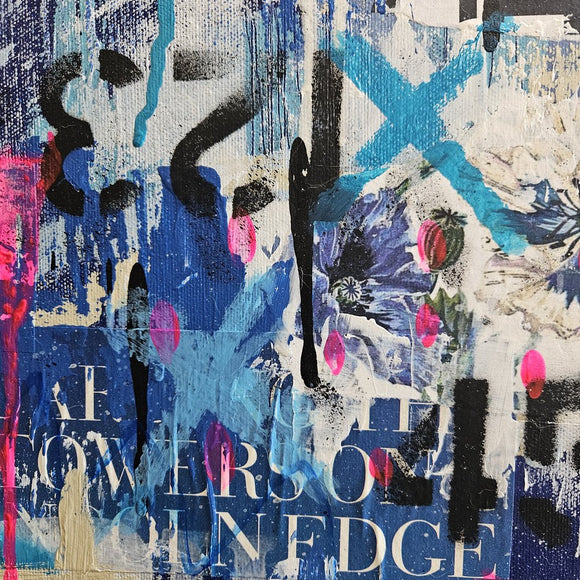 Graffiti Rococo in Blue and Pink original abstract expressionist painting