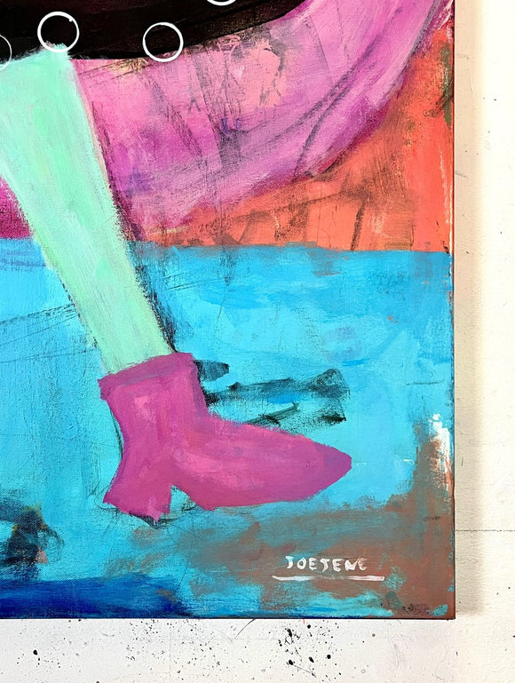 Her Pink Shoes and Purple Bag
