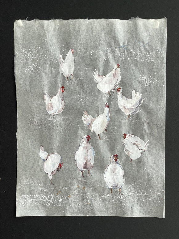 White Hens, White on White