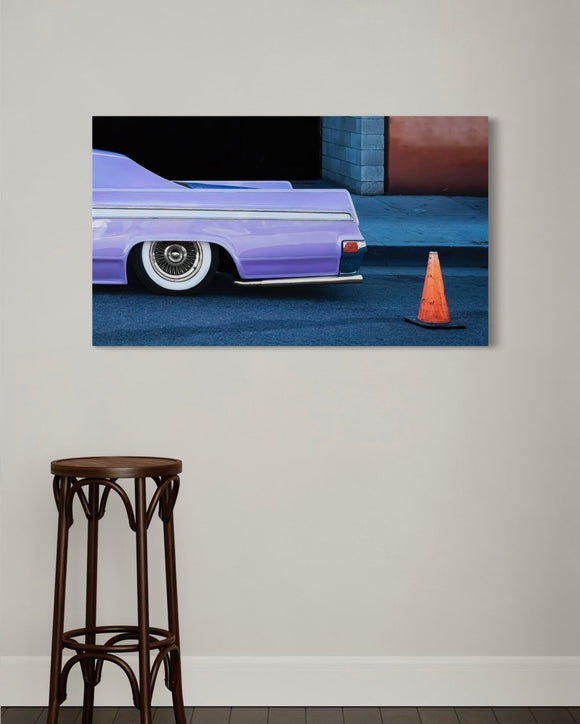 Lavender Classic Car on Urban Street