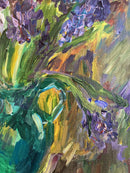Purple Hyacinths in a Green Vase-4