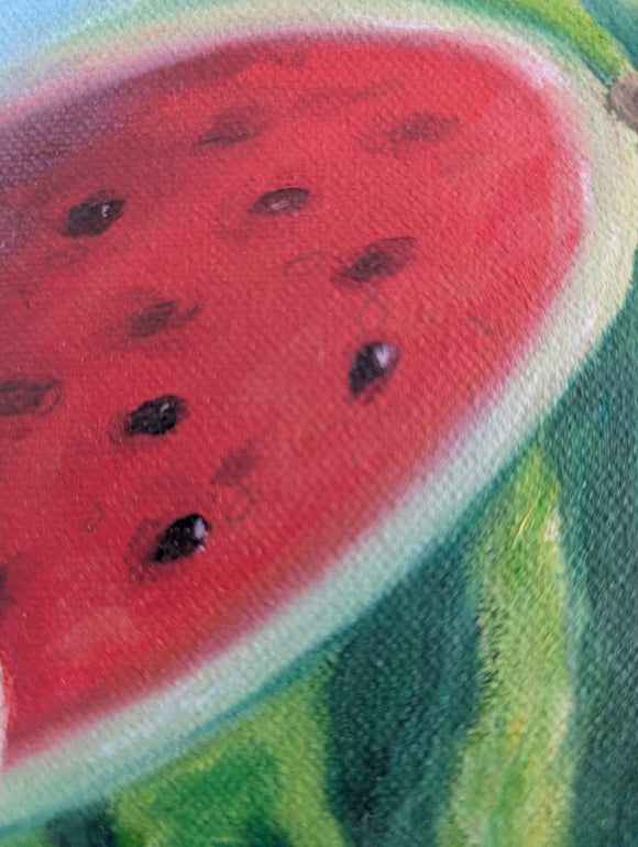 Imagine — (Flamingo Watermelon Oil Painting on Canvas)
