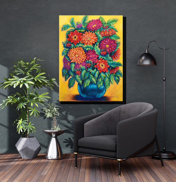 A Pot of Dahlias