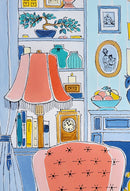 Orange chair beside a fireplace-4