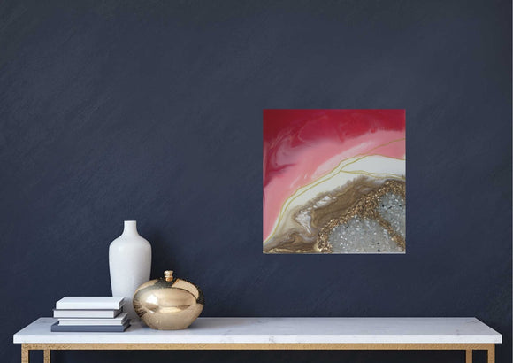 Pink and Gold geode Mini 8"X8"