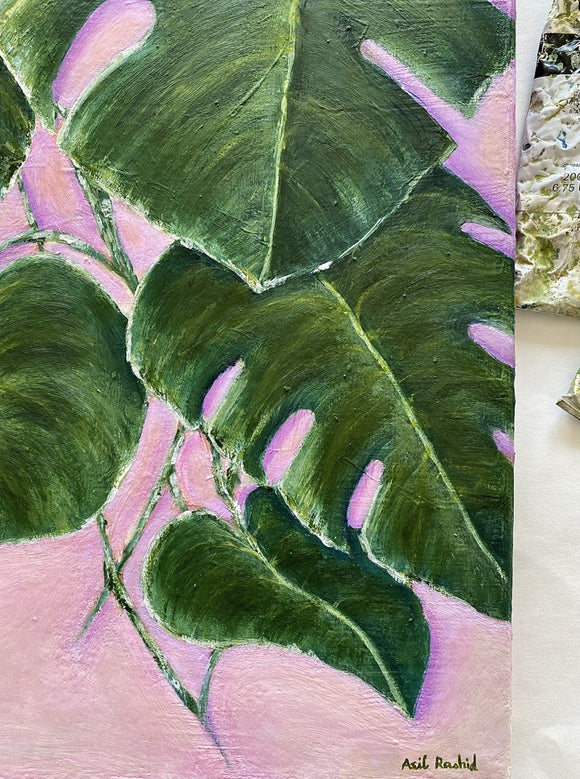 Monstera on Pink