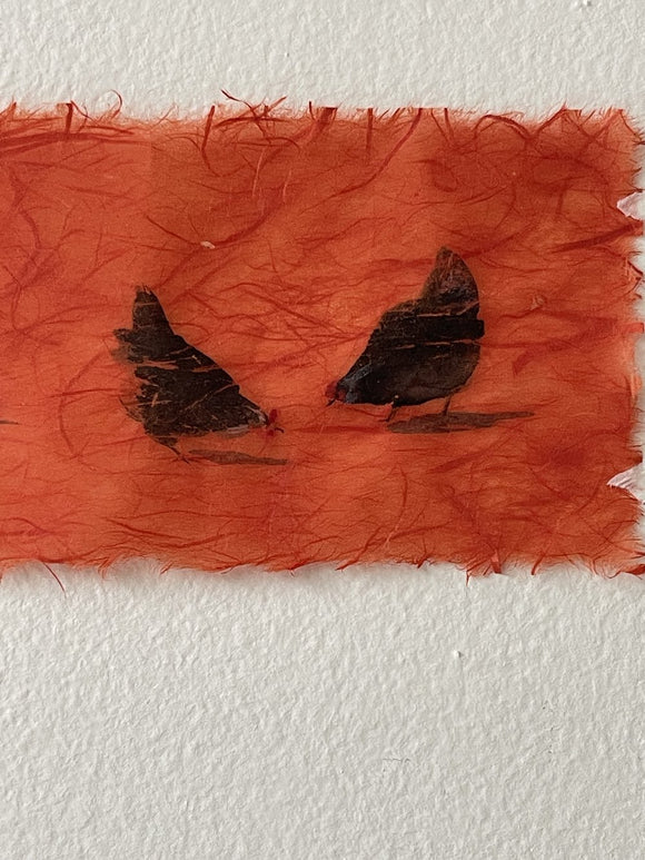 Hens On Red Fibres