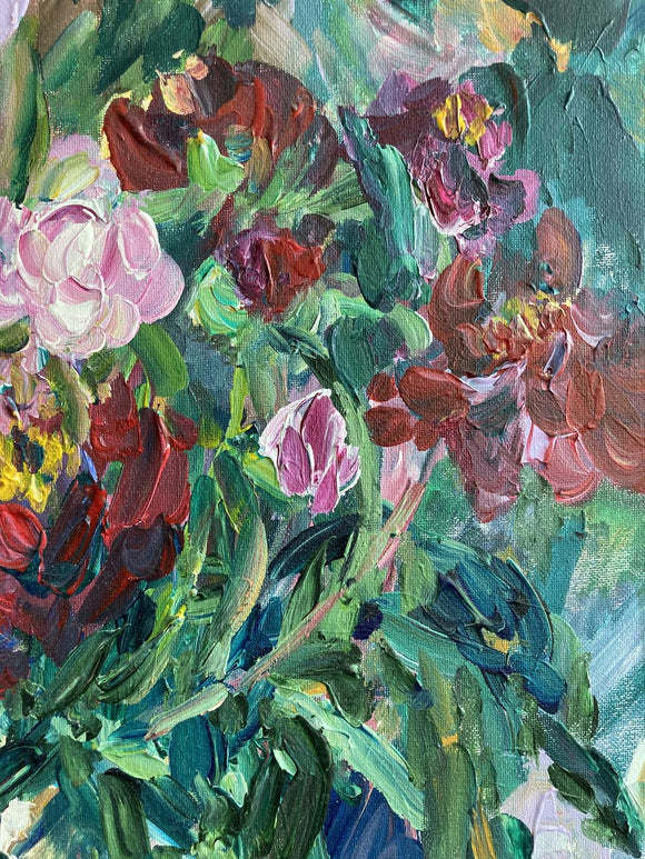 Peonies in a White Vase