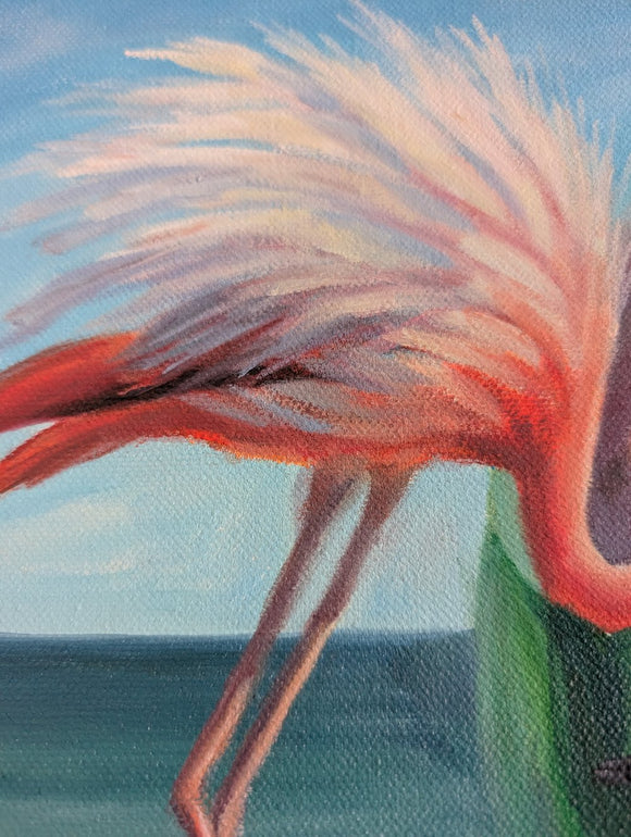 Imagine — (Flamingo Watermelon Oil Painting on Canvas)