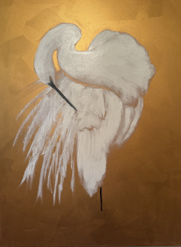 Egret on Gold