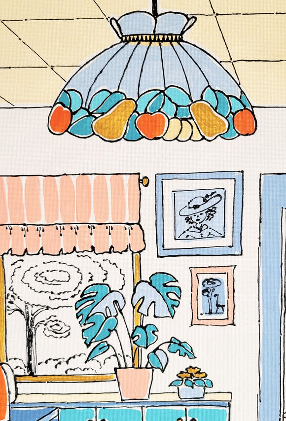 Kitchen with orange teapot