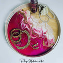 Fuschia and gold round multipurpose tray-5