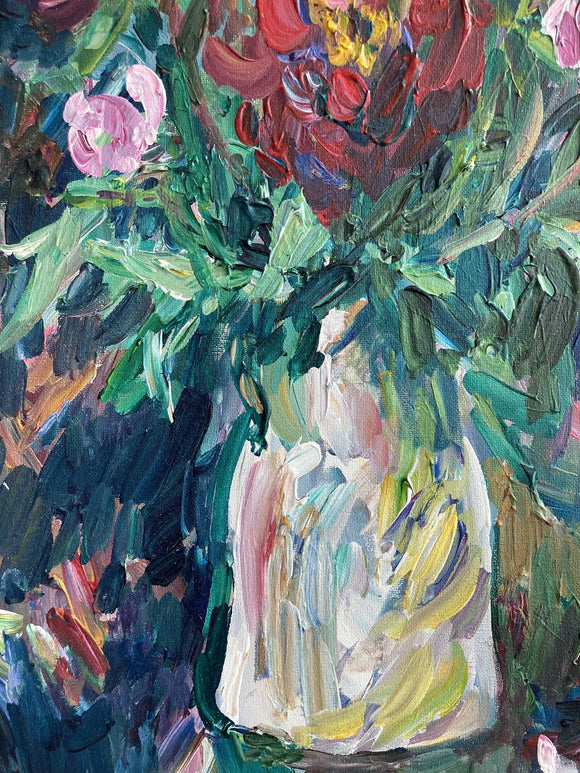 Peonies in a White Vase