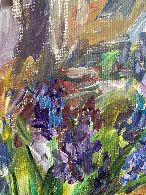 Purple Hyacinths in a Green Vase