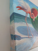 Imagine — (Flamingo Watermelon Oil Painting on Canvas)-6