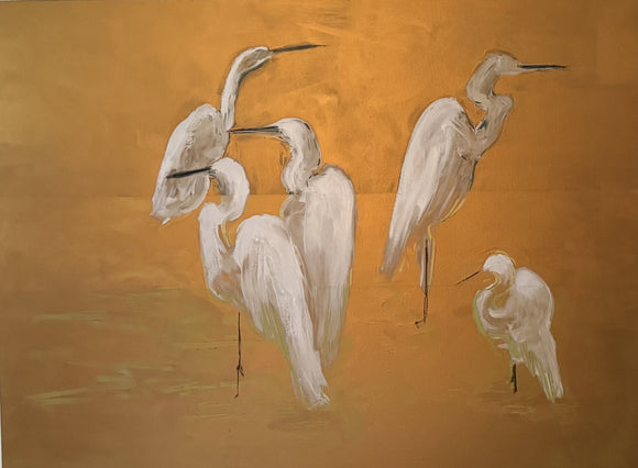 Egret on Gold