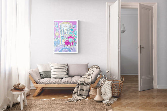 Living Room with a Pink Chair