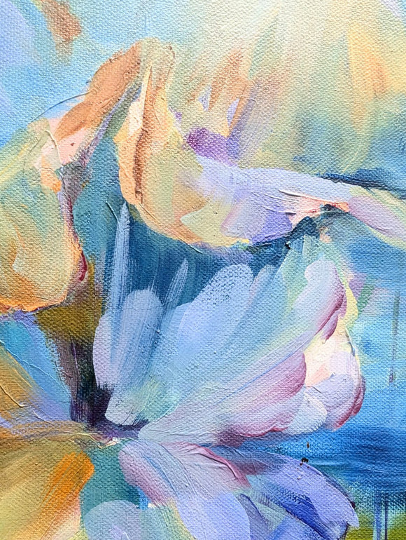 Lotus Leaves. Rays on Calm Water.