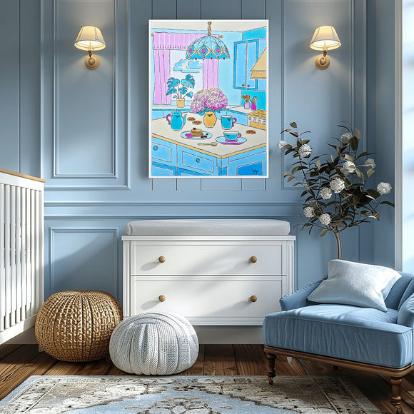 Tiffany lamp and pink bouquet