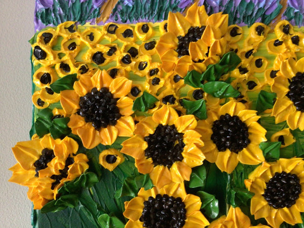 3D Sunflowers and lavender field