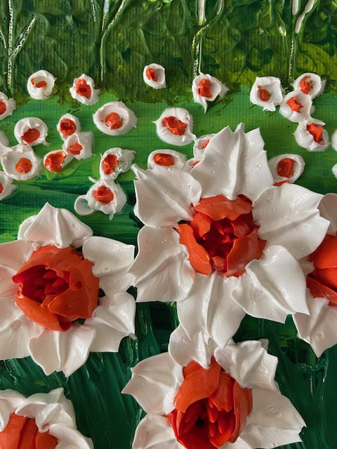 3D whimsical daffodils field