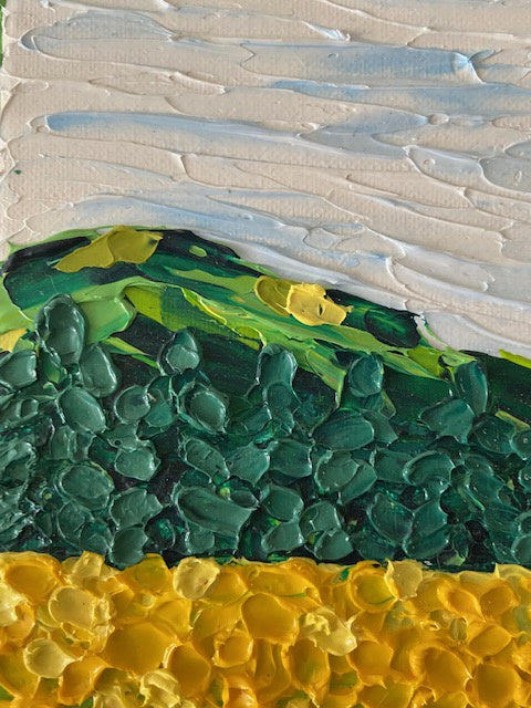 Pointillist yellow flower field