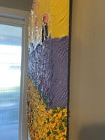 Impressionistic sunflower and lavender field