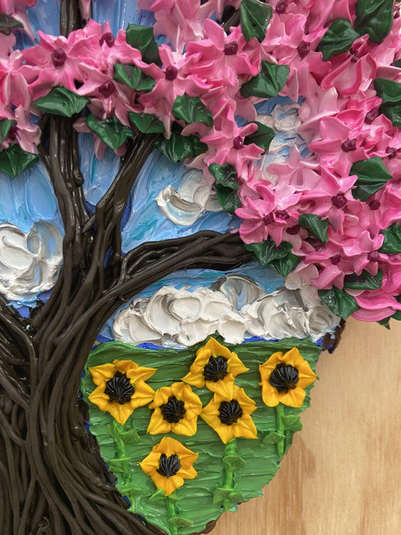 3D cherry blossom tree impasto