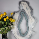 Resin Geode Wall Art in White and Silver-11