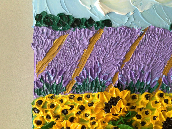 3D Sunflowers and lavender field