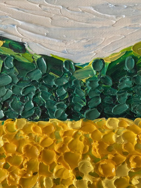 Pointillist yellow flower field